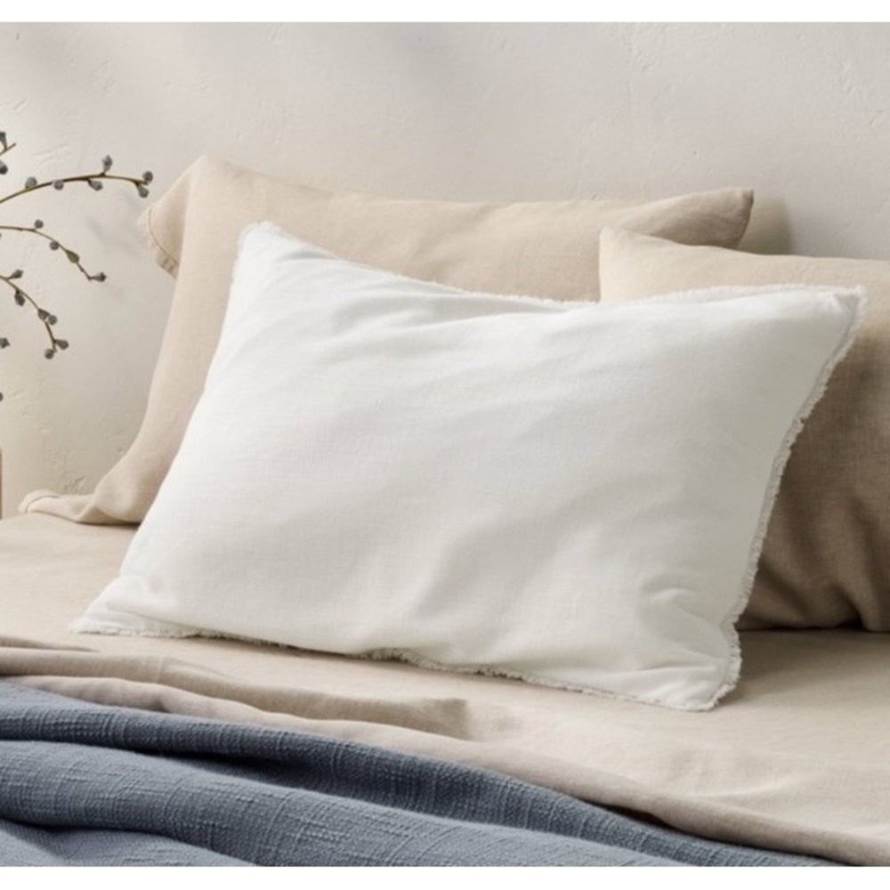 Casaluna Heavyweight White Linen Blend Sham, King Size